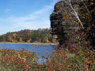 Fall colors and rock formation along the trail